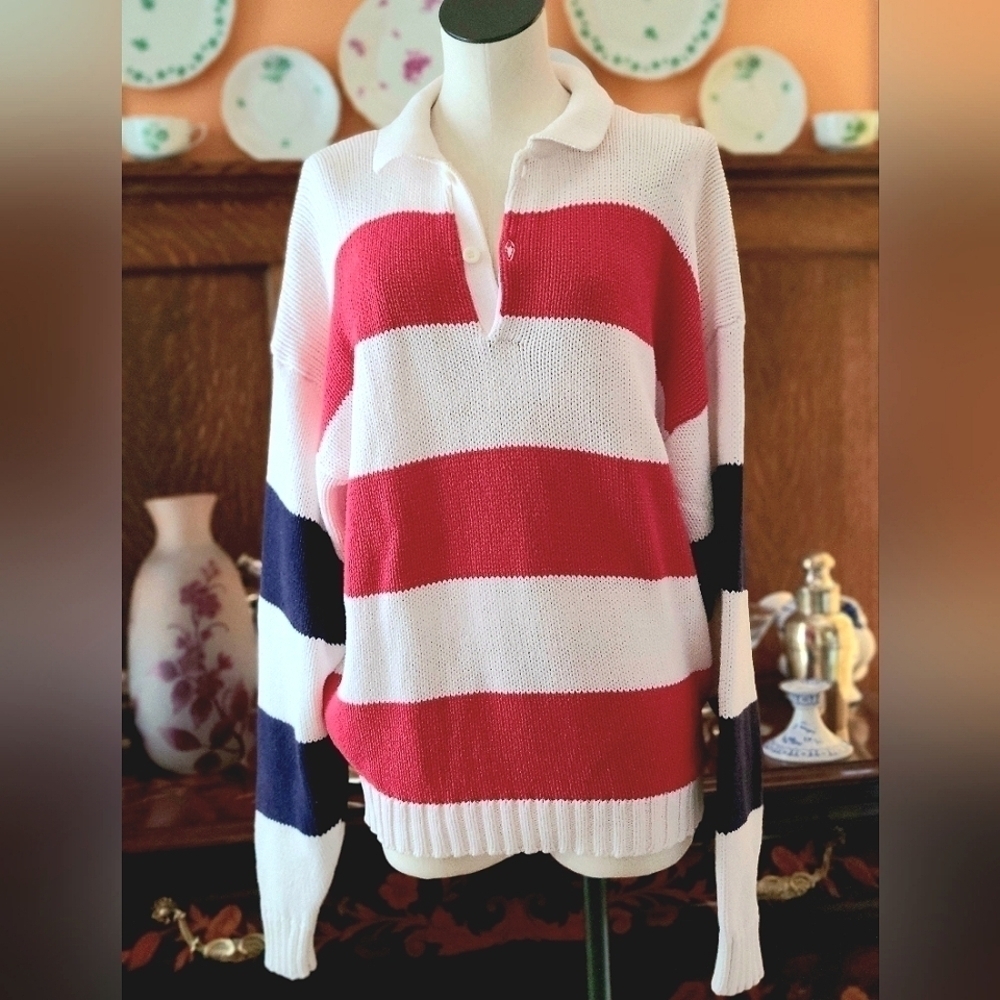 Merona 90s Cotton Striped Collared Sweater